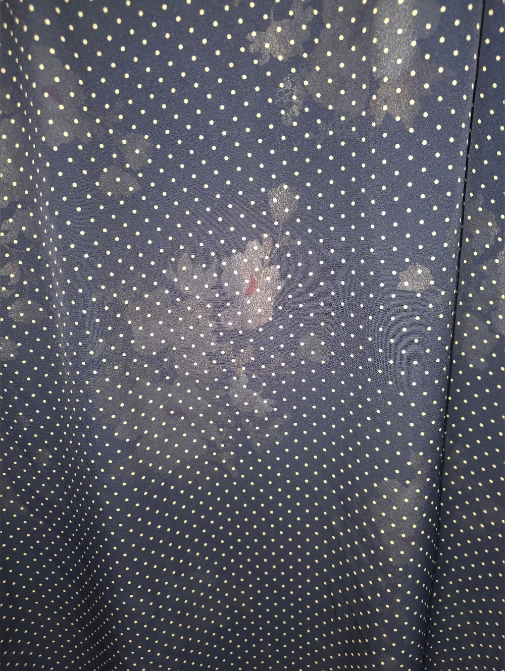 Reversible‎ Polka Dot Floral Midi/Maxi Skirt Navy Chiffon Boho Cottagecore 2x/3x - Picture 4 of 9